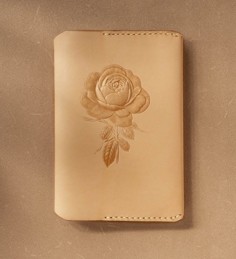 皮革口袋筆記、護照夾通用－玫瑰 LPK-001-1
